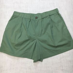 A New Day High Rise Shorts Women L Green Poplin Elastic Waist Baggy Beach Casual